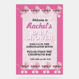 Señal Acrílica Cute Pink Baby Carriage Shower