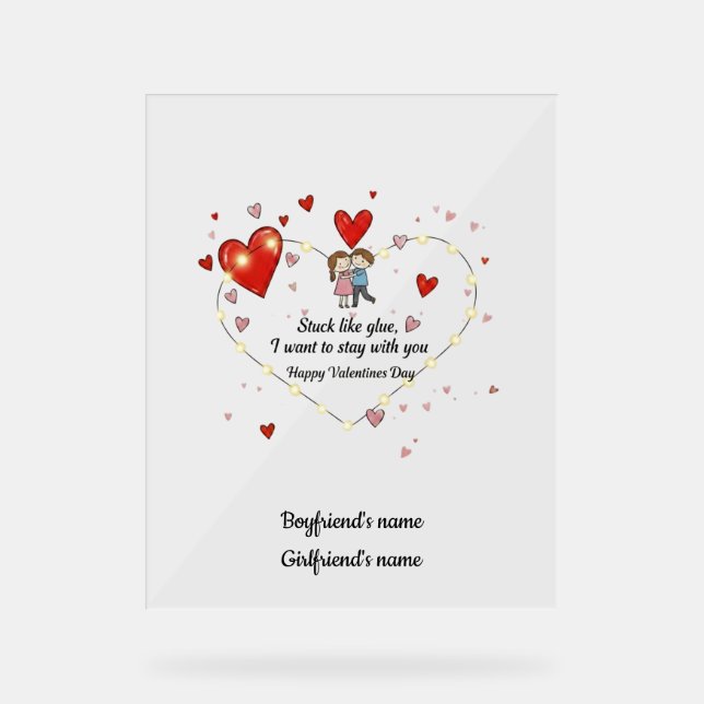 Señal Acrílica Cute Valentine's day couple hearts custom (Anverso)