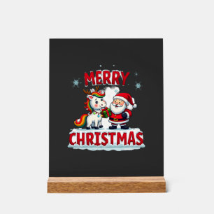 Señal Acrílica Cute Xmas Unicorn Santa en Unicorn Christmas T-Shi