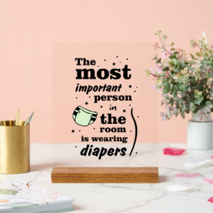 Señal Acrílica Cuto bebé importante unisex vivero