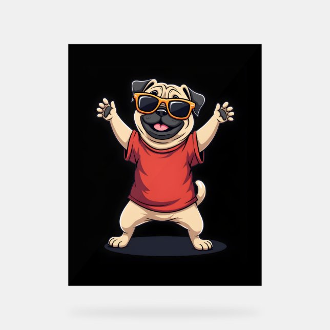 Señal Acrílica Dabbing Dab Pug Dog Mascotas bailan pipa animal (Anverso)