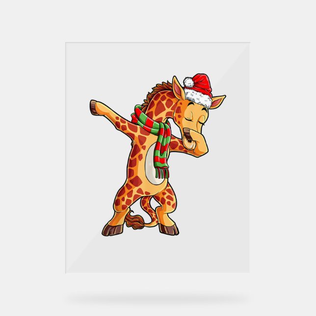 Señal Acrílica Dabbing Giraffe Santa T Navidades de camisetas niñ (Anverso)