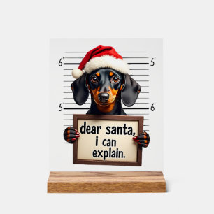 Señal Acrílica Dachshund Divertido Navidad Querido Santa Puedo Ex
