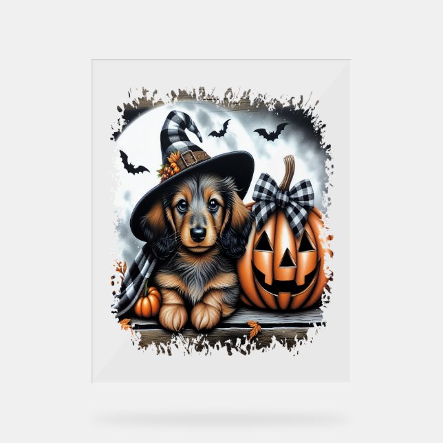 Señal Acrílica Dachshund Dog Halloween (Anverso)