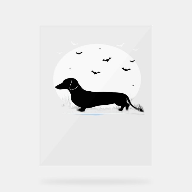 Señal Acrílica Dachshund Dog - Halloween Moon Silhouette Classic (Anverso)