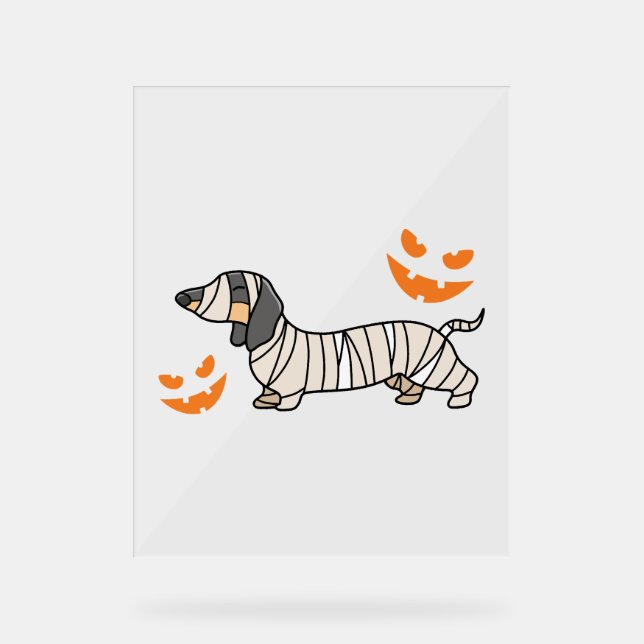 Señal Acrílica Dachshund Perro Halloween Candy Corn Luna llena (Anverso)