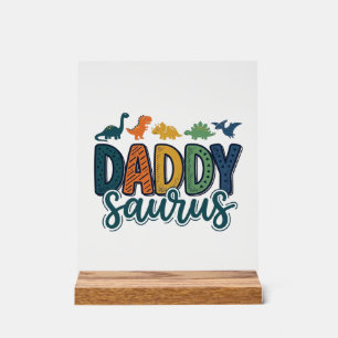 Señal Acrílica Daddy Saurus Diseño de vector de papá dinosaurio l