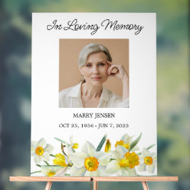 Señal Acrílica Daffodil Memorial Photo Funeral Acrylic Sign