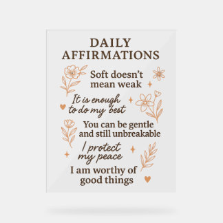 Señal Acrílica Daily Mental Health Reminder | Self Love Healing