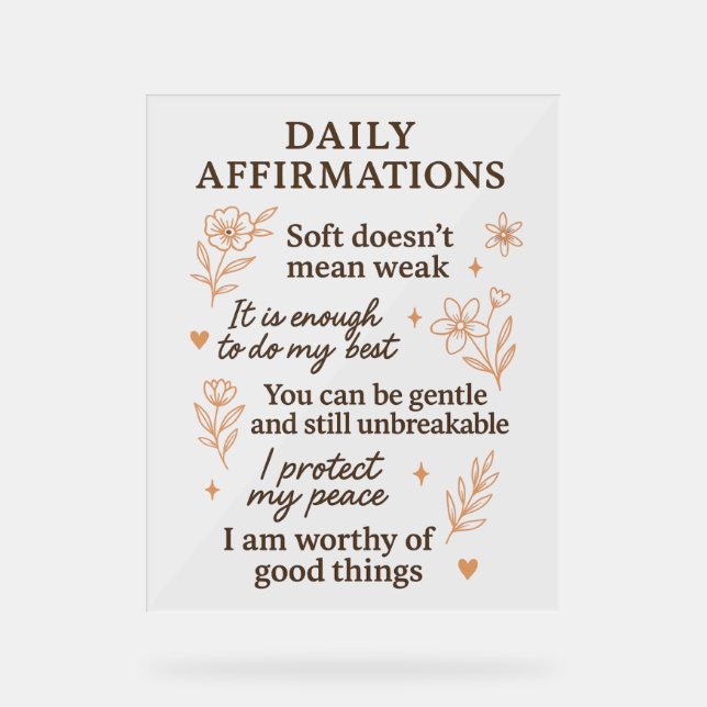 Señal Acrílica Daily Mental Health Reminder  | Self Love Healing  (Anverso)