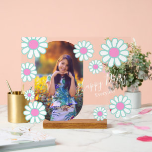 Señal Acrílica Daisy Sencilla Foto Rosa Azul