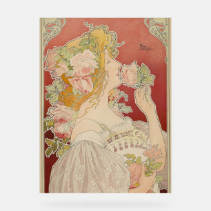 Señal Acrílica Dama Art Nouveau Belle Époque Rosas Livemont