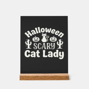Señal Acrílica Dama de Gatos Espeluznantes de Halloween_1