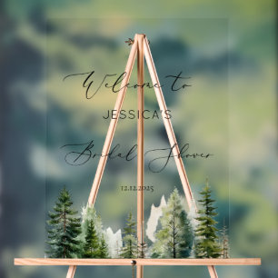 Señal Acrílica Dama de novia minimalista en un pinar