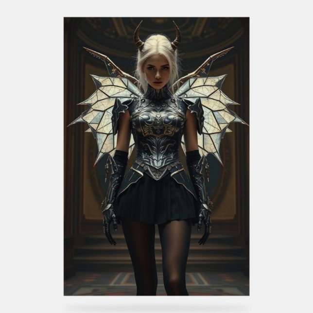 Señal Acrílica Dark Seraphim Queen – Fantasy Gothic Warrior Angel (Anverso)