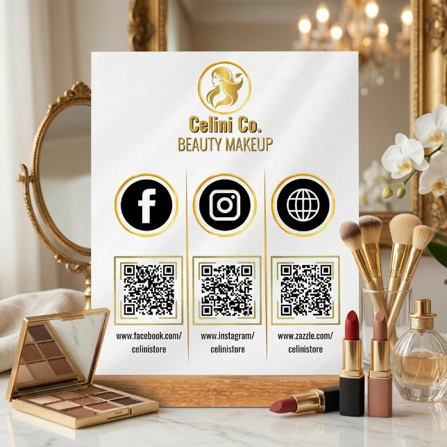Señal Acrílica de Código QR de Redes Sociales - Mú (Multi QR Code Business Sign - Social Media Display for Instagram & Facebook!)