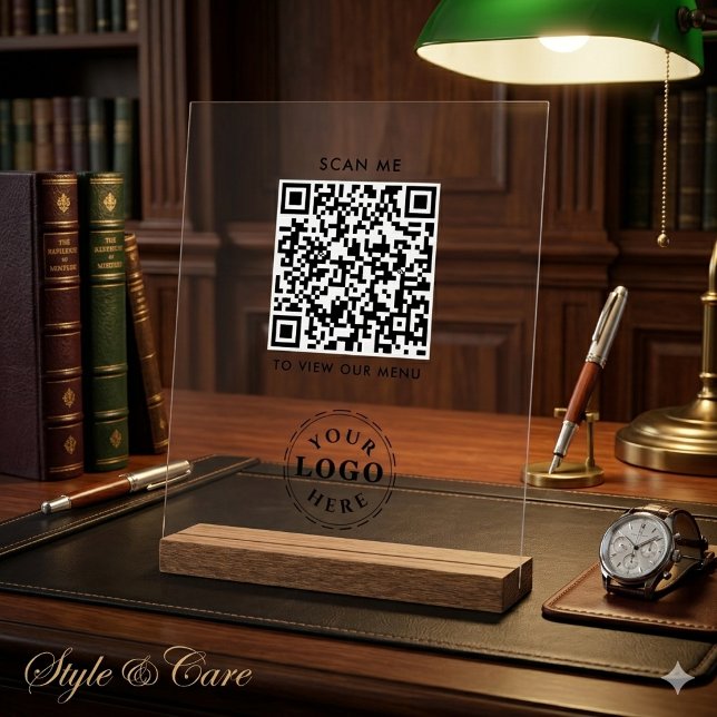 Señal Acrílica de Código QR – Menú de Pago Moderno (QR Code Acrylic Sign – Modern Checkout Menu)
