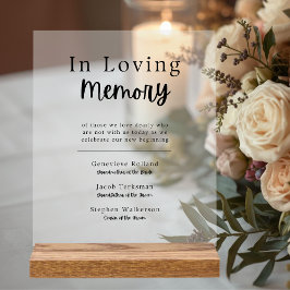 Señal Acrílica de Recuerdo de Boda En Memoria Amad