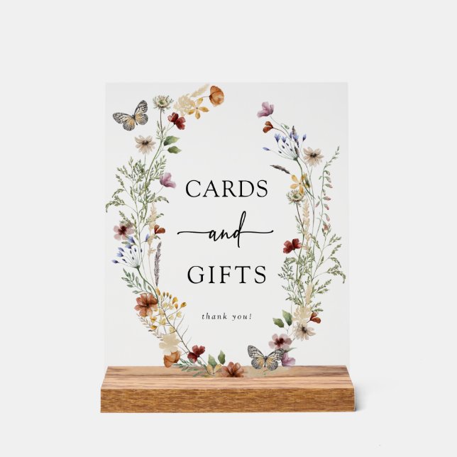Señal Acrílica de Regalos Tarjetas Boho (Anverso)
