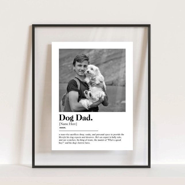 Señal Acrílica Definición de diccionario de perro divertido papá  (Dog Dad Dictionary Definition with Photo Acrylic Sign Fun Gift for Dog Owner)