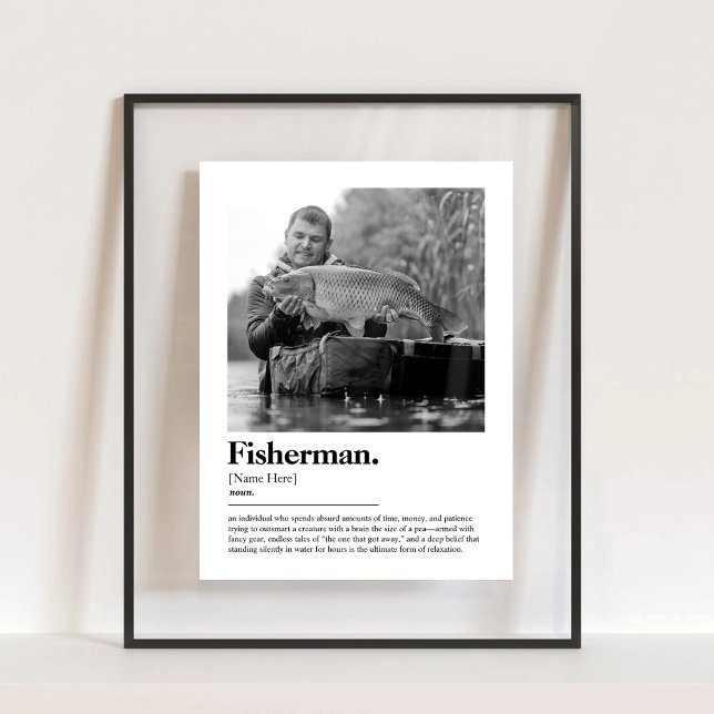 Señal Acrílica Definición de diccionario de pescadores con foto P (Fisherman Dictionary Definition with Custom Photo Acrylic Sign)