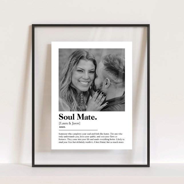 Señal Acrílica Definición de diccionario Soul Mate con foto Perso (Soul Mate Dictionary Definition with Custom Photo Acrylic Sign)