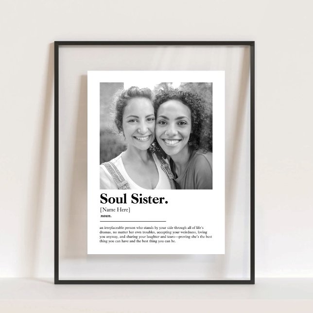 Señal Acrílica Definición de diccionario Soul Sister con foto (Soul Sister Dictionary Definition with Photo Acrylic Sign Fun Gift for Best Friend)