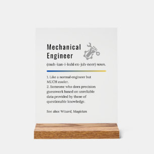 Señal Acrílica Definición divertida de ingeniero mecánico