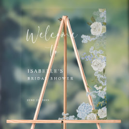 Señal Acrílica Delicada bienvenida a la Flora Verde Azul