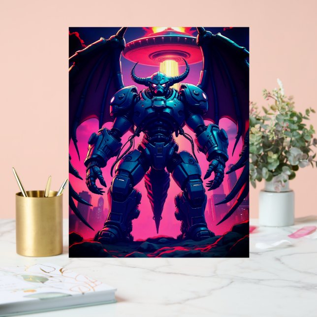 Señal Acrílica Demon Roboter mit Flügel bei einem UFO (Boda)