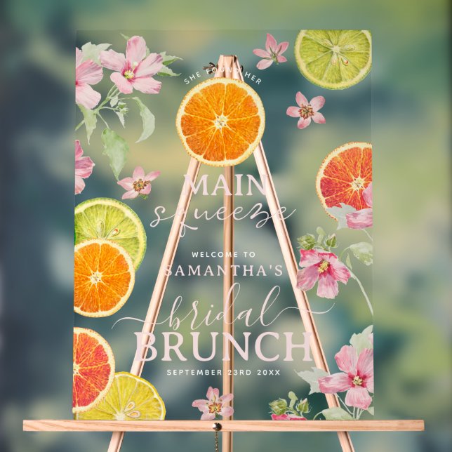 Señal Acrílica Desayuno Brunch de Despedida de Soltera Citrus Pin (Neutral )