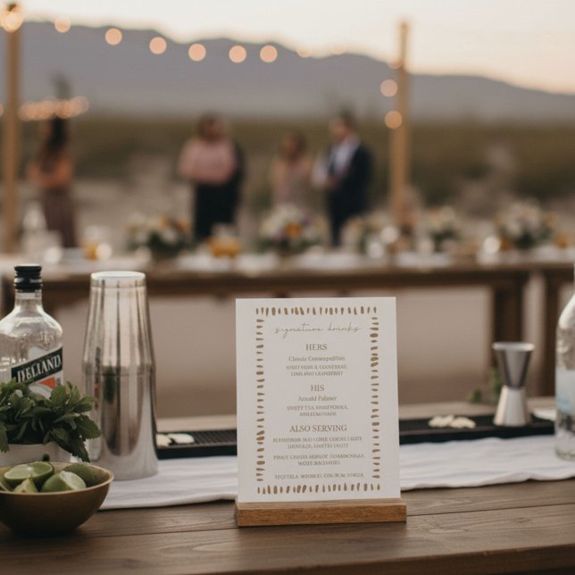 Señal Acrílica Desert Boho Cowboy Wedding Signature Drinks Bar (Desert Boho Cowboy Wedding Signature Drinks Bar Acrylic Sign)