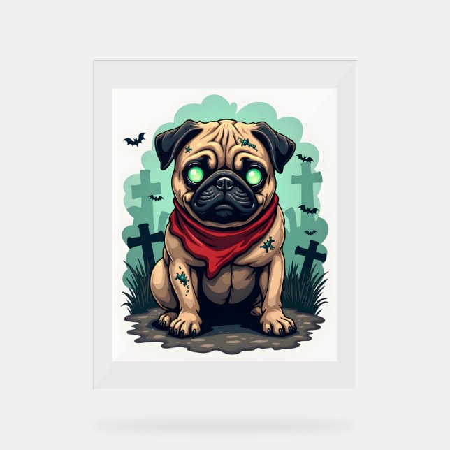 Señal Acrílica Desfile de Pug Zombie (Anverso)