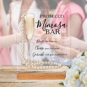Señal Acrílica Despedida de soltera con Perlas y Prosecco Mimosa