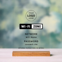 Detalles de contraseña y red WiFi con logotipo com