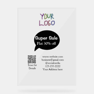 Señal Acrílica detalles del código QR del análisis de descuento c