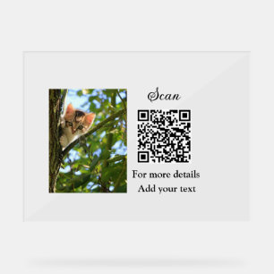 Señal Acrílica Detalles simples de nombres de animales Código QR 