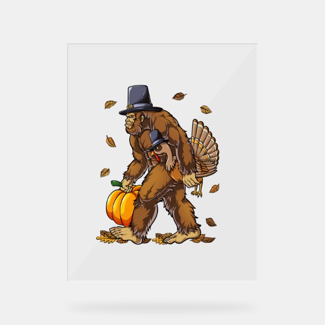 Señal Acrílica Día de Acción de Gracias Bo de la Calabaza de Pie  (Anverso)