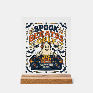 Señal Acrílica Día de las Brujas DJ Spooky Beats Grabado Antiguo
