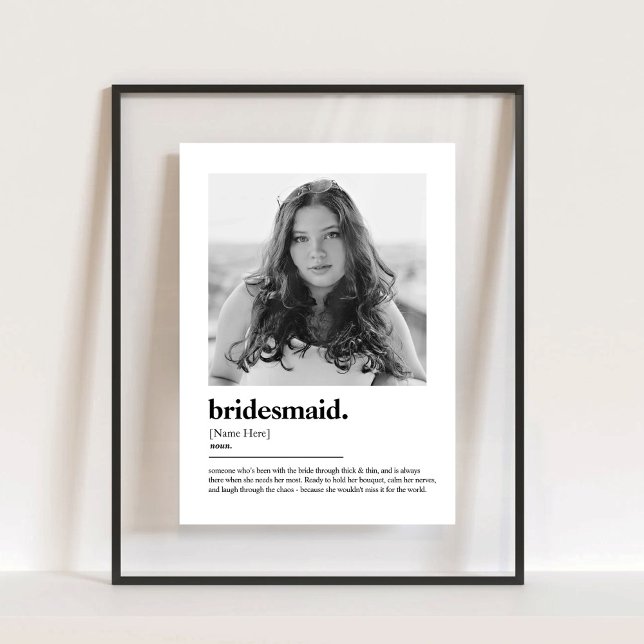 Señal Acrílica Diccionario de propuesta de dama de honor con foto (Fun Bridesmaid Proposal Dictionary with Photo Acrylic Sign)