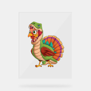 Señal Acrílica Dinosaur Acción de Gracias Chicos Pavo Saurus T re