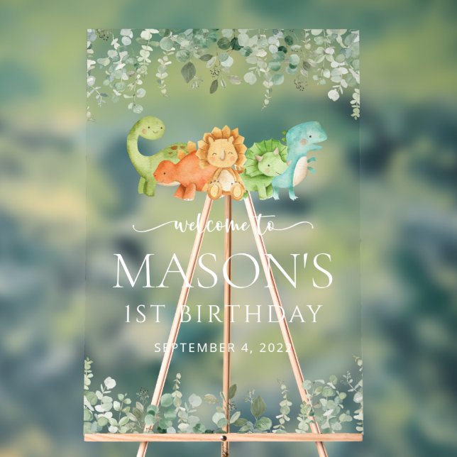 Señal Acrílica Dinosaurios Cutos, T-Rex, Jurásico, Bienvenida de  (Neutral )