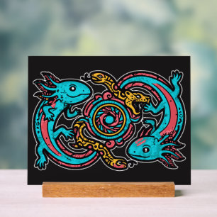 Señal Acrílica Dios Azteca Xolotl Luchando Arte Tribal de Batalla