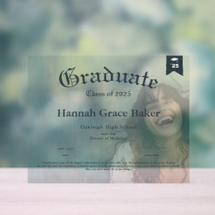 Señal Acrílica Diploma conmemorativa de graduación