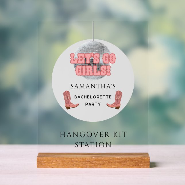 Señal Acrílica Disco Cowgirl Bachelorette Hangover Kit (Neutral )