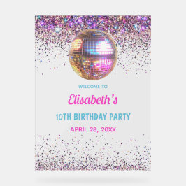 Señal Acrílica Disco rosa de moda en mi cumpleaños de la era de l