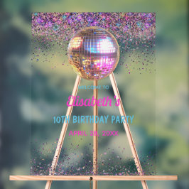 Señal Acrílica Disco rosa de moda en mi cumpleaños de la era de l