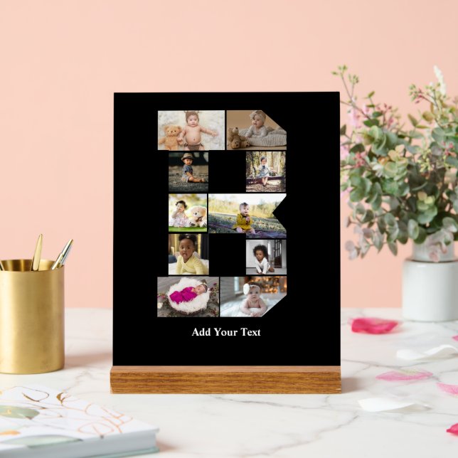 Señal Acrílica Diseñar su propia letra B Collage de fotos (Boda)