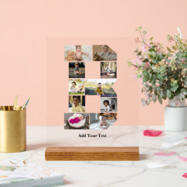 Señal Acrílica Diseñar su propia letra B Collage de fotos