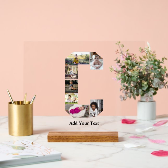 Señal Acrílica Diseñar su propia letra C Collage de fotos (Boda)